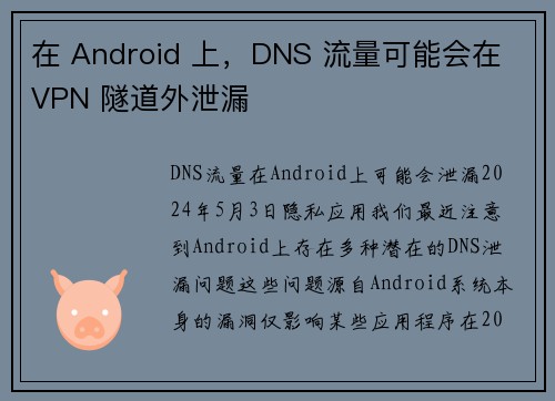 在 Android 上，DNS 流量可能会在 VPN 隧道外泄漏 