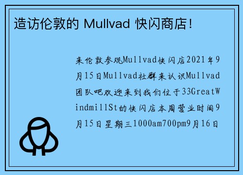 造访伦敦的 Mullvad 快闪商店！